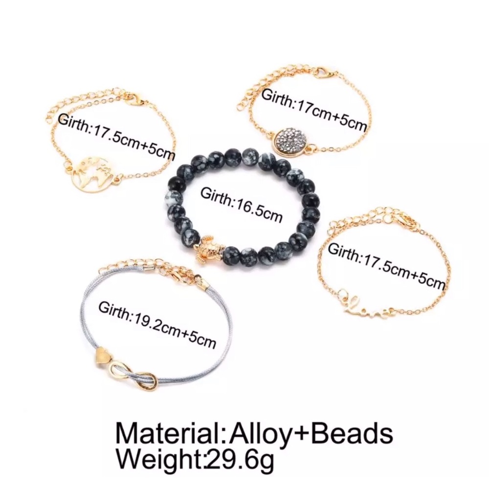 ✨NEW✨ 5pc travel love turtle natural bead bracelet - Picture 4 of 6